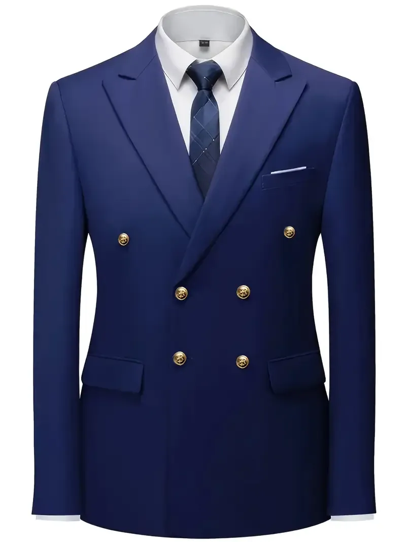 Datysum Costume 2 Pièces Pour Homme D'honneur - Blazer De Bal - Coupe Ajustée - Deux Boutons - Robe De Mariée - Veste Et Pantalon - Avec Cravate, Bleu Marine, XX-Large