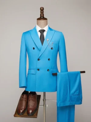 Costume double-breasted pour hommes 2 pièces avec veste de smoking slim et pantalon